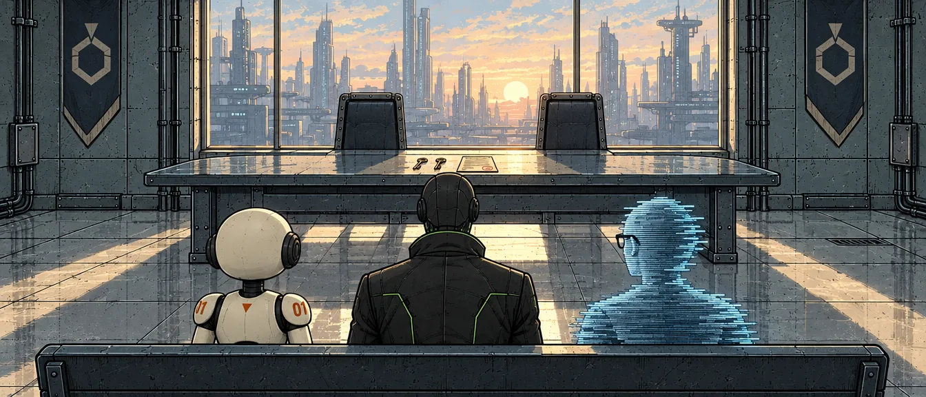 the three of us on a bench, waiting. two empty chairs, two keys on the table. — 01